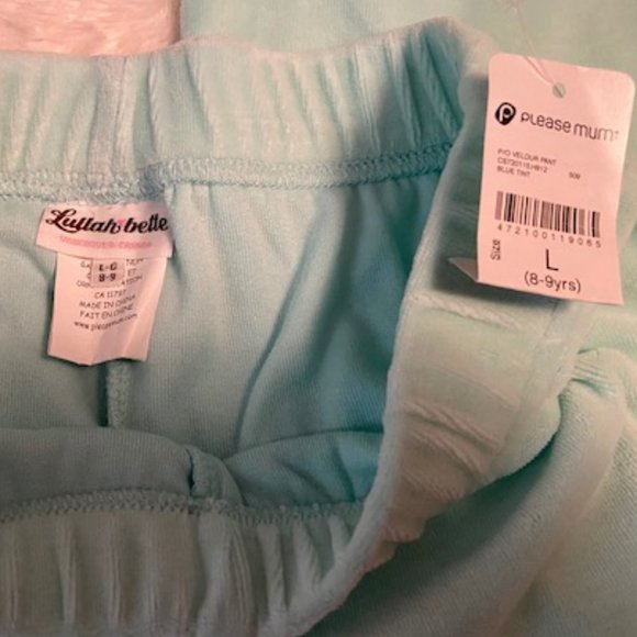 - Please Mum Rare Light Green Velour Pants Girls Size L NWT - Picture 7 of 10